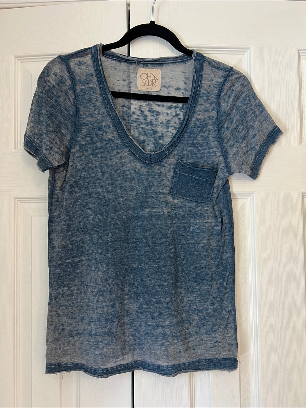 Chaser Blue Short Sleeve V-Neck Pocket Tee